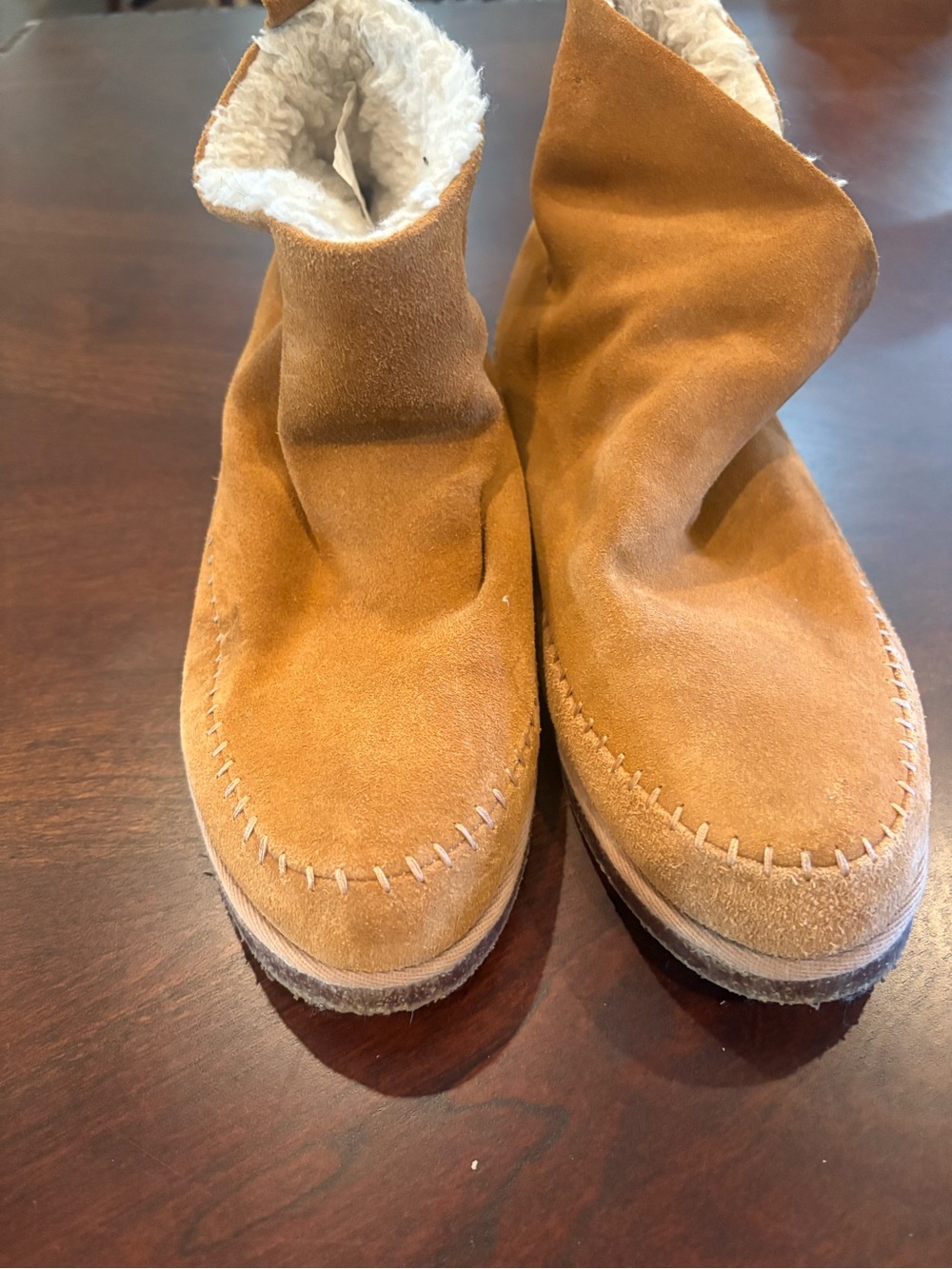 Steve Madden Tan Suede Shearling Moccasin Boots